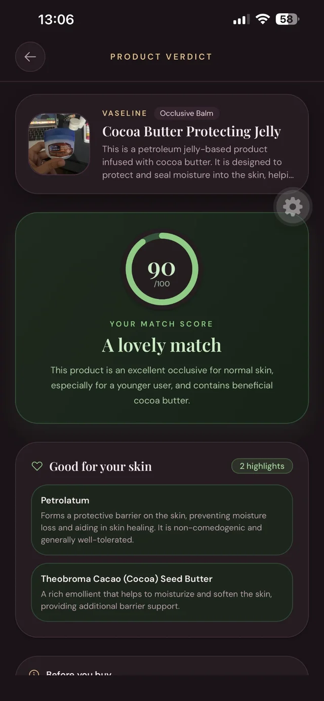 A product scored 90 out of 100, a lovely match